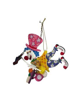 Fanciful Flights Karen Rossi Silvestri Clown Hanging Ornament With Charms & Ball